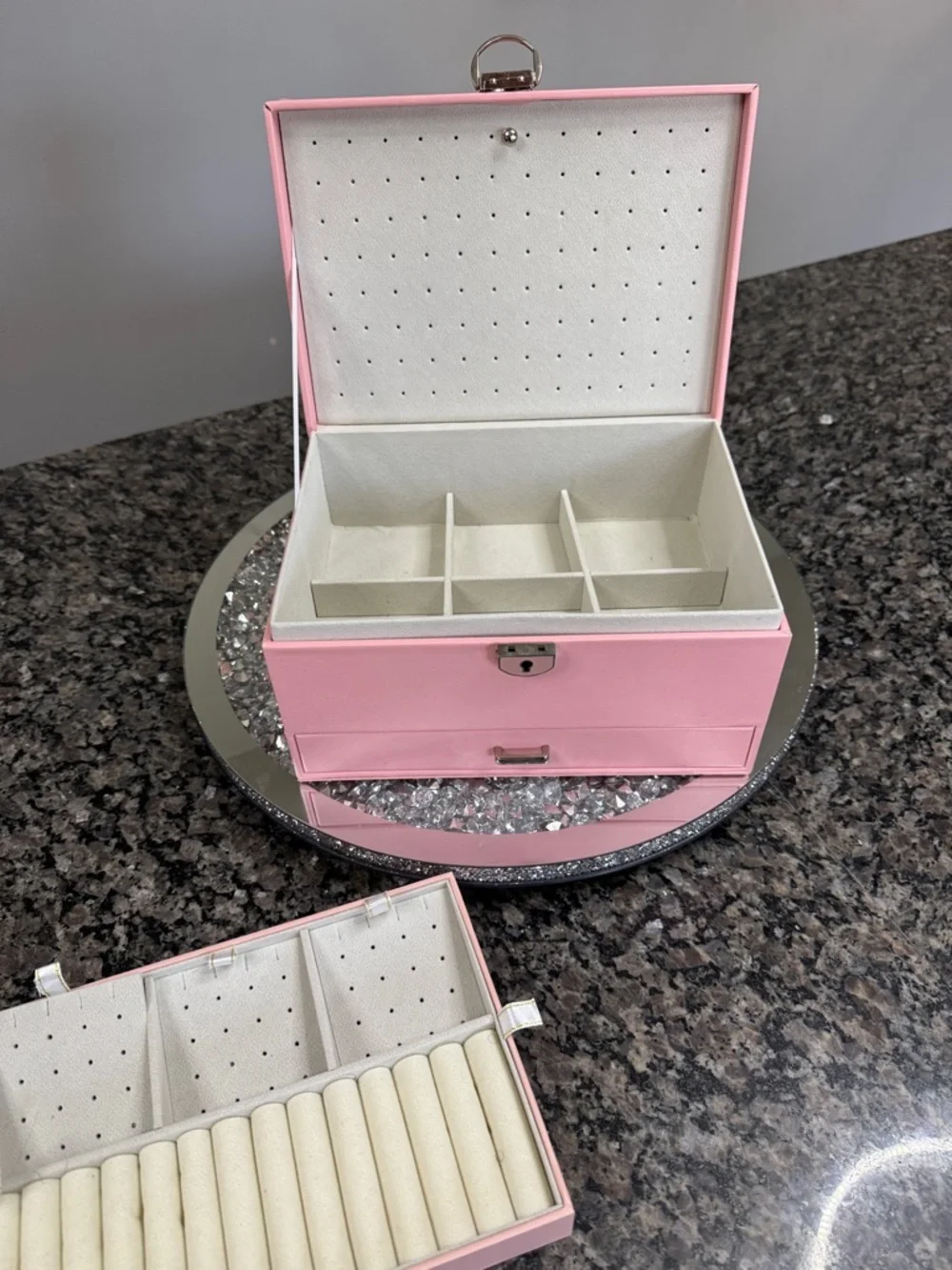 Pink Jewelry Box Storage Organizer - Elegant Jewelry Case